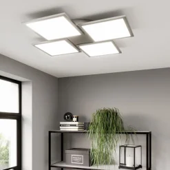 Lucande LED-loftlampe Ilira, 4 lyskilder, sølv, CCT, dæmpbar