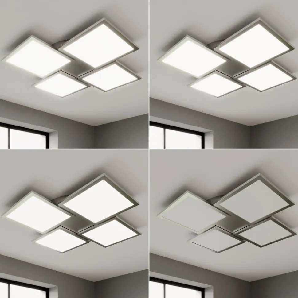 Lucande LED-loftlampe Ilira, 4 lyskilder, sølv, CCT, dæmpbar