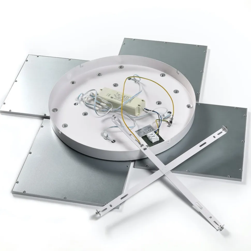 Lucande LED-loftlampe Ilira, 4 lyskilder, sølv, CCT, dæmpbar