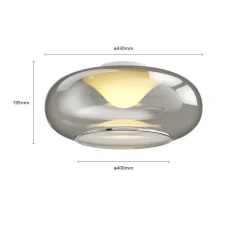 Lucande LED-loftlampe Mijo, Ø 43 cm, røggrå, glas