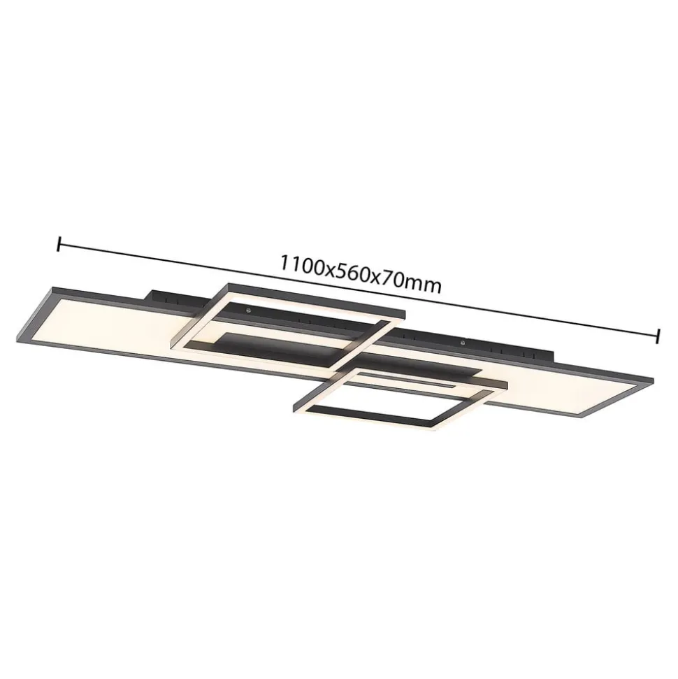 Lucande LED-loftlampe Narumi, CCT, 110 cm, sort, aluminium