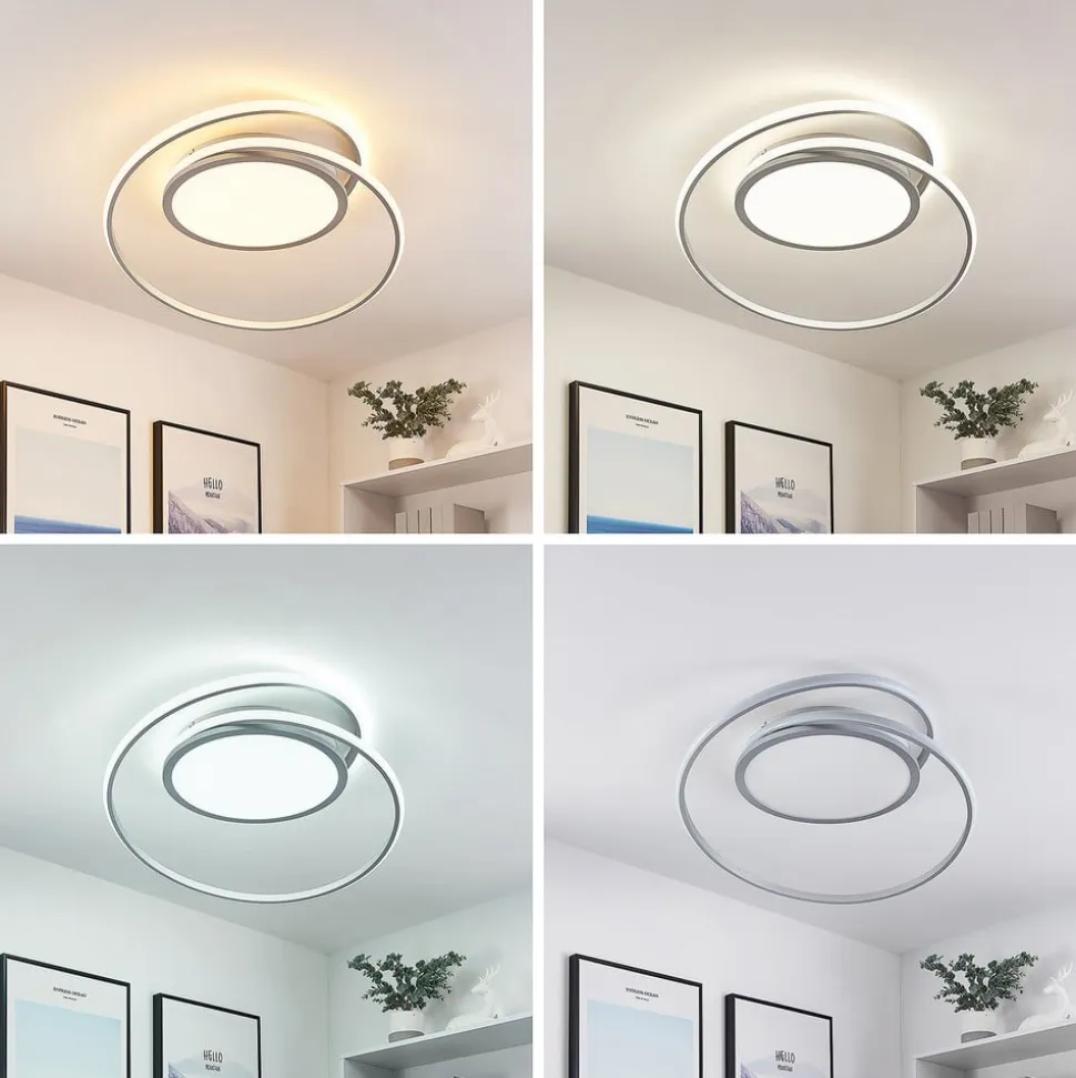 Lucande LED-loftlampe Noud, 65 cm, sølv, metal, CCT