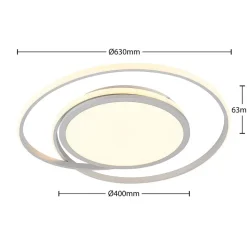 Lucande LED-loftlampe Noud, 65 cm, sølv, metal, CCT