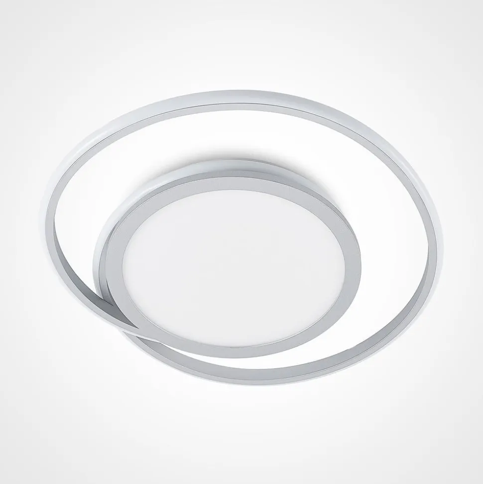 Lucande LED-loftlampe Noud, 49 cm, sølv, aluminium, dæmpbar