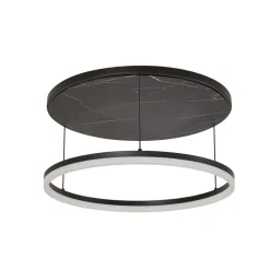 Lucande LED-loftlampe Orven, sort/marmor, Ø 50 cm, dæmpbar.