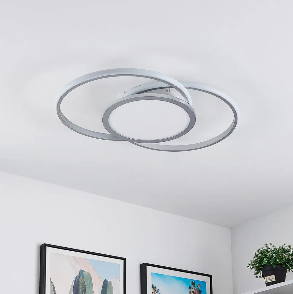 Lucande LED-loftlampe Senne, 63 cm, sølv, aluminium