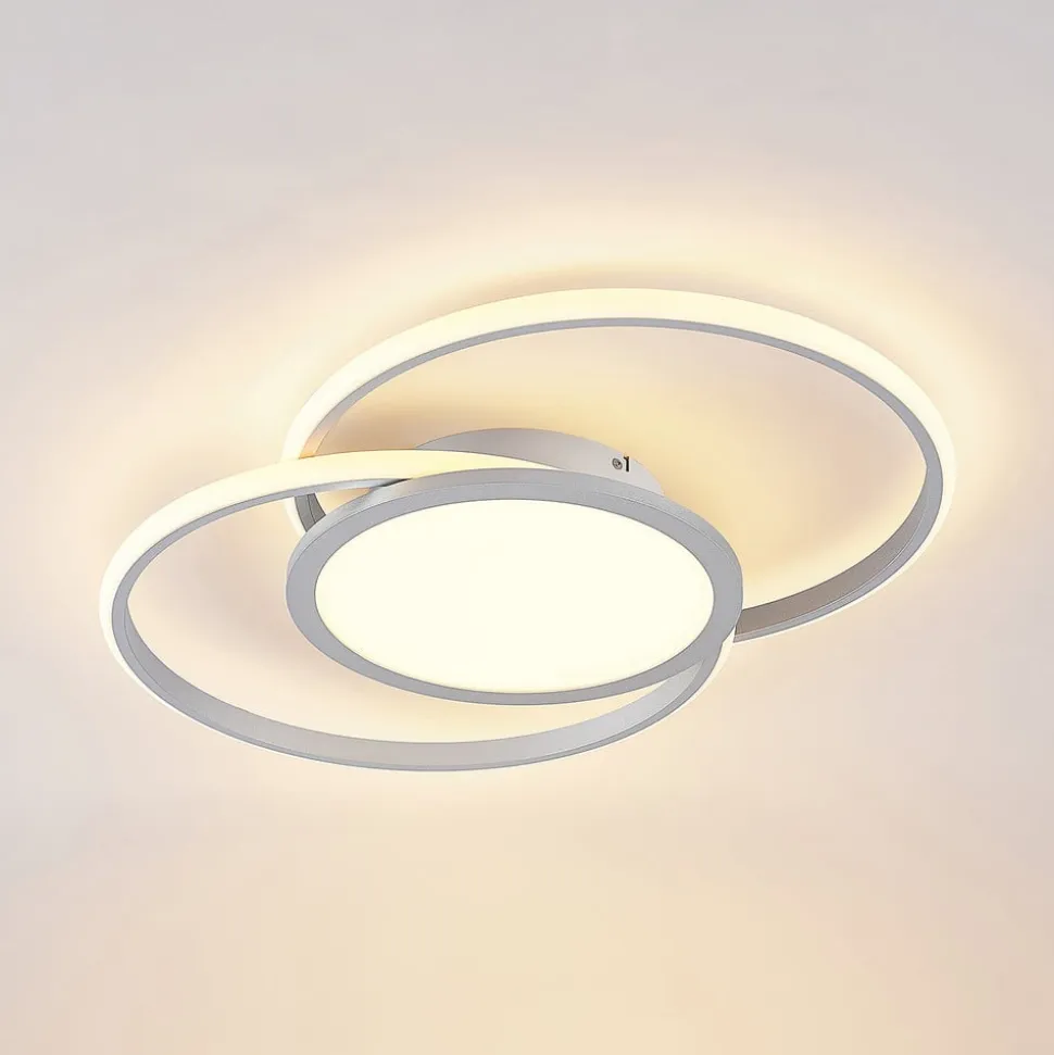Lucande LED-loftlampe Senne, 63 cm, sølv, aluminium
