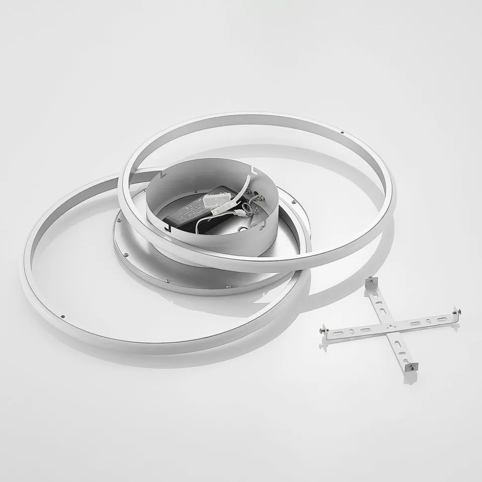 Lucande LED-loftlampe Senne, 63 cm, sølv, aluminium