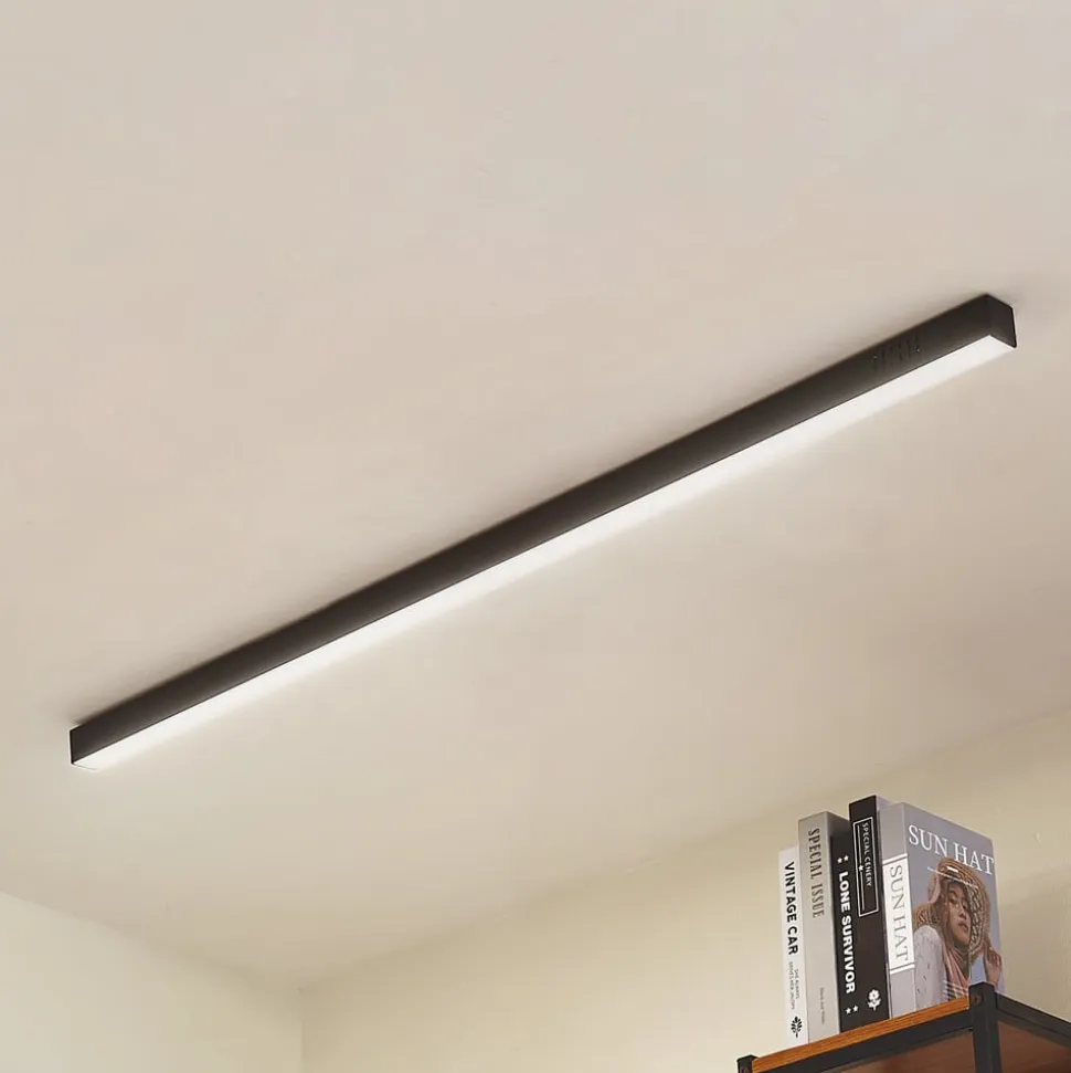 Lucande LED-loftlampe Teniona, 132 cm, sort, aluminium