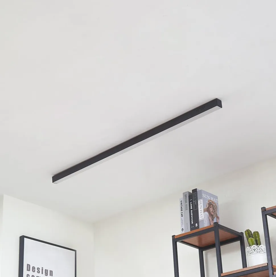 Lucande LED-loftlampe Teniona, 132 cm, sort, aluminium