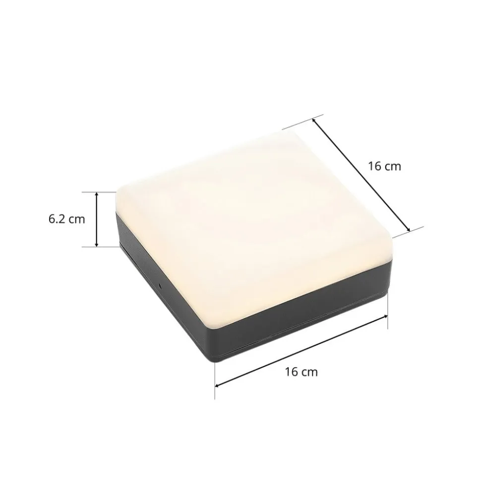Lucande LED-loftlampe Thilo, 16 cm, antracit, sensor, IP54