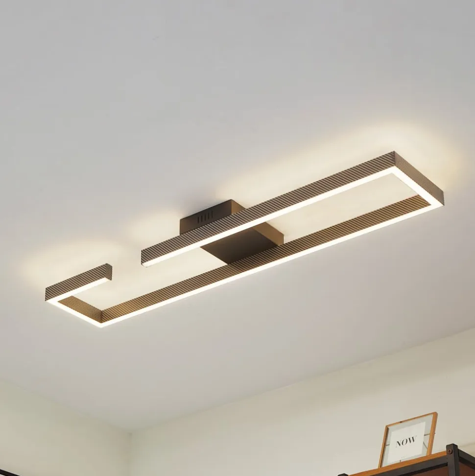Lucande LED-loftlampe Yvor, 100 cm, sort, aluminium