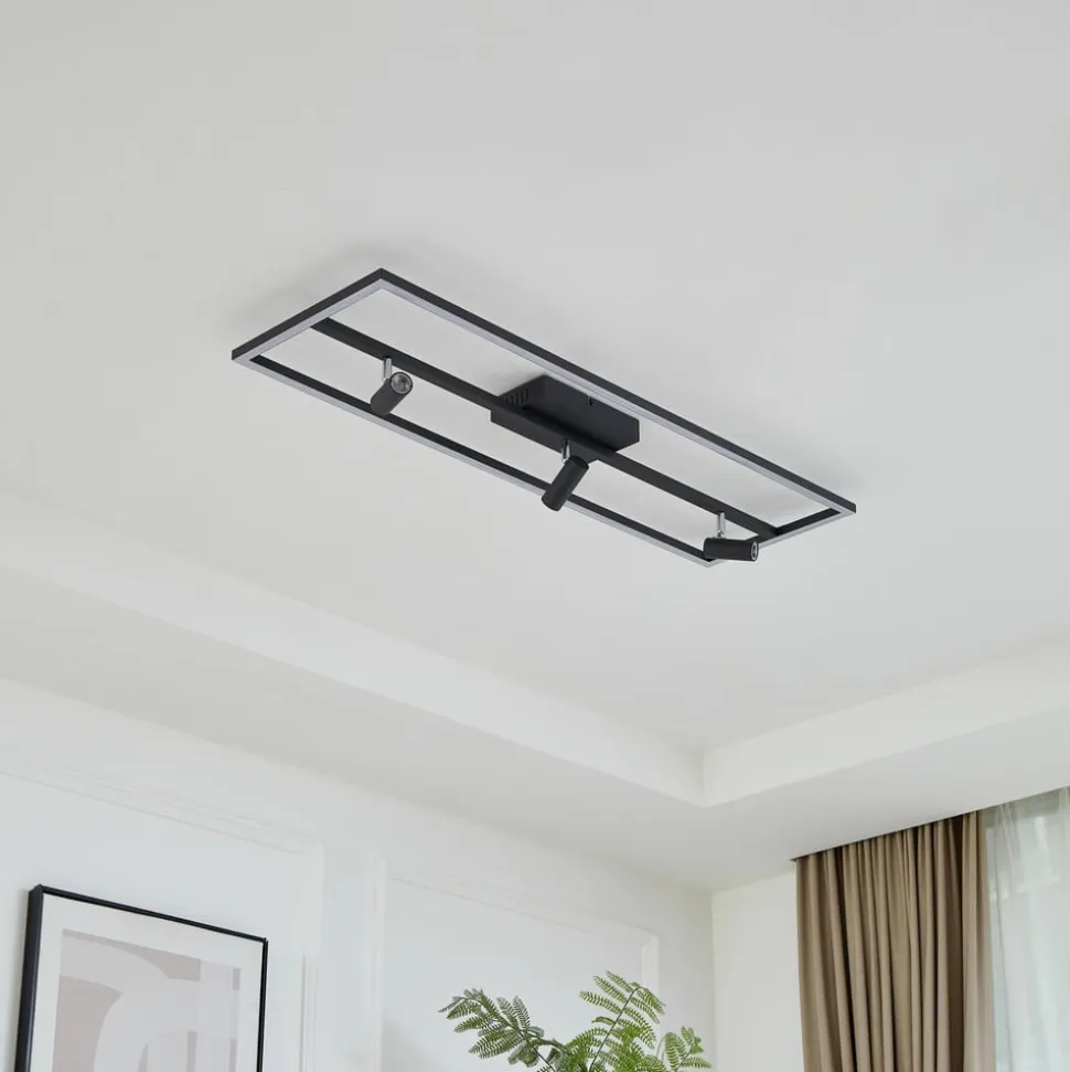 Lucande LED-loftlampe Yvor, 99,5 cm, sort, drejelig