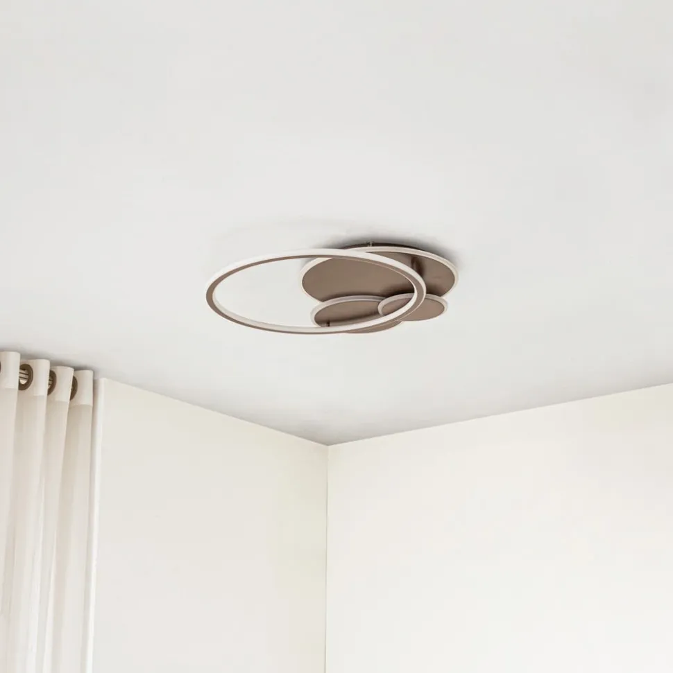Lucande LED-loftslampe Circulo, kaffebrun, CCT, dæmpbar