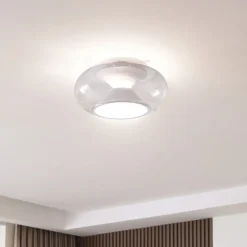 Lucande LED-loftslampe Orasa, glas, hvid/klar, Ø 43 cm