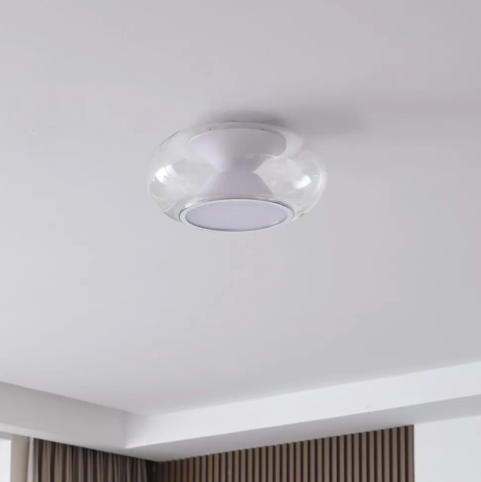 Lucande LED-loftslampe Orasa, glas, hvid/klar, Ø 43 cm