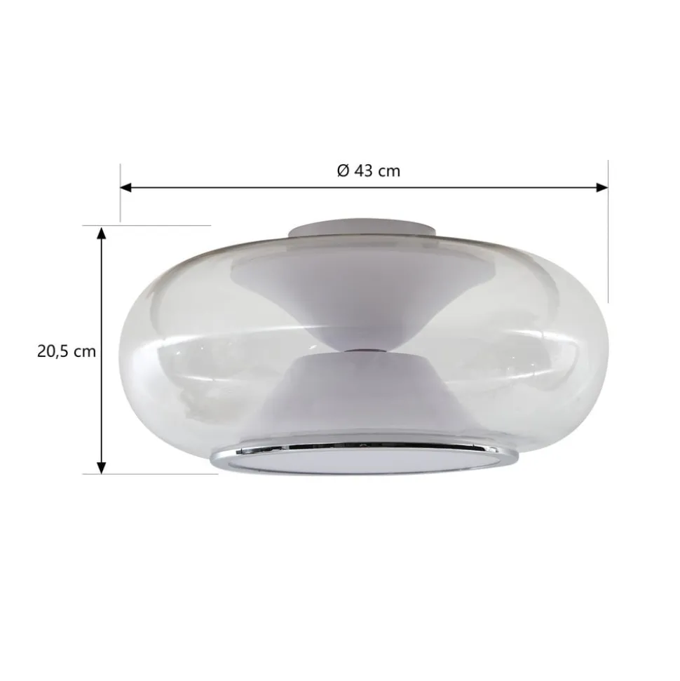Lucande LED-loftslampe Orasa, glas, hvid/klar, Ø 43 cm