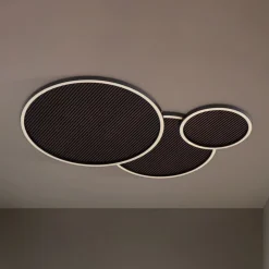 Lucande LED-loftslampe Orven, sort/træ, 80 cm, dæmpbar