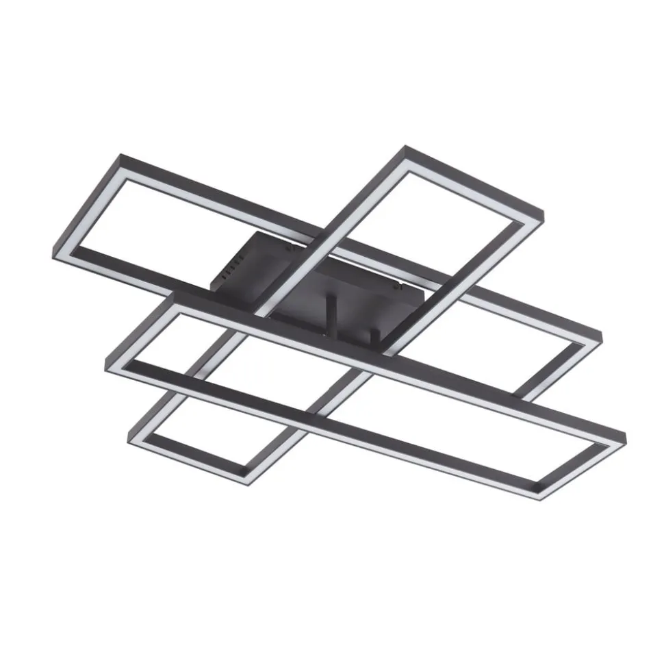 Lucande LED-loftslampe Tjado, 94 cm lang, sort, metal