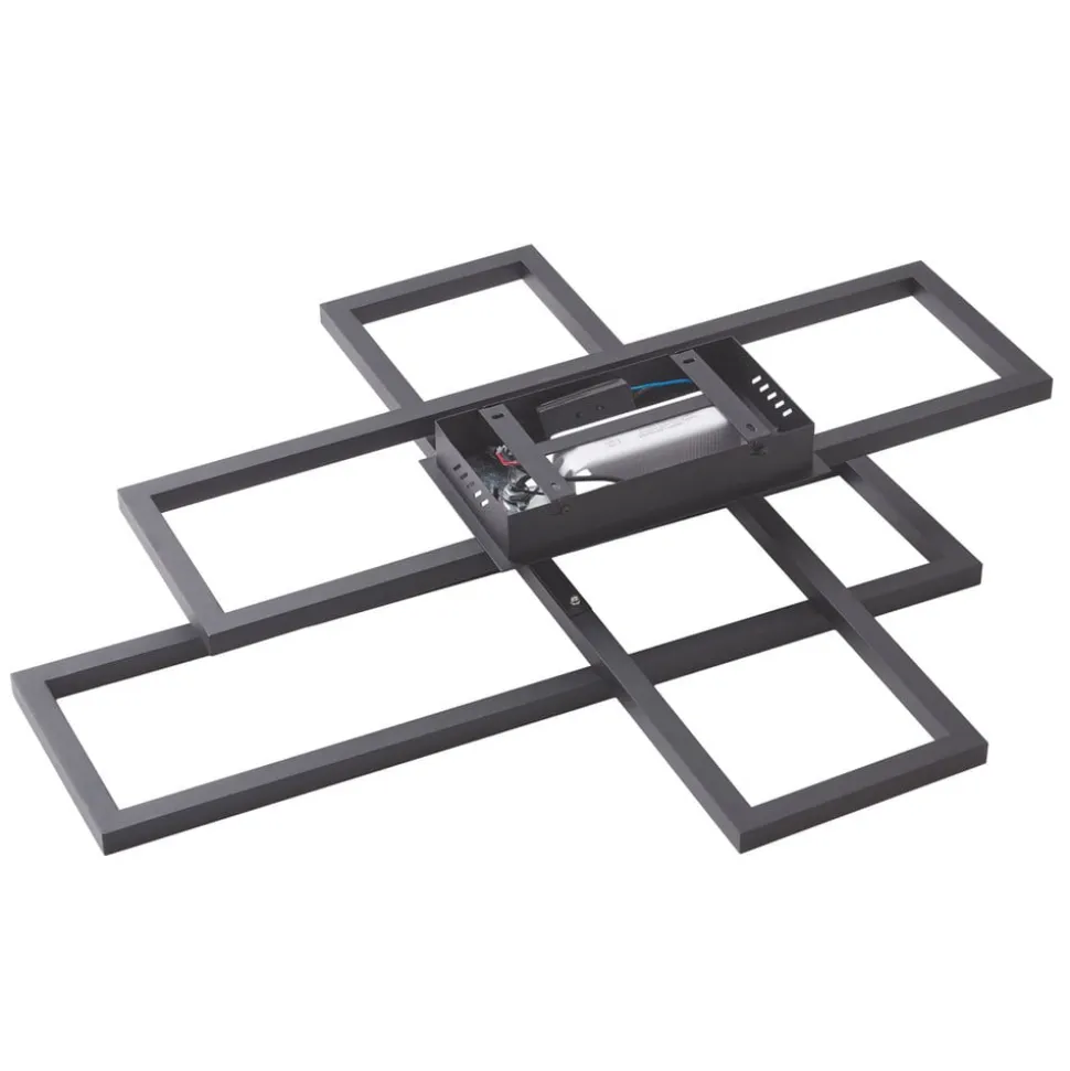 Lucande LED-loftslampe Tjado, 94 cm lang, sort, metal