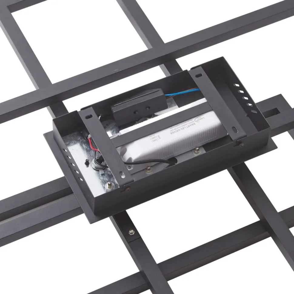 Lucande LED-loftslampe Tjado, 94 cm lang, sort, metal