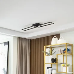Lucande LED-loftslampe Tjado, 100 cm lang, sort, metal