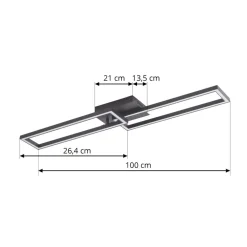 Lucande LED-loftslampe Tjado, 100 cm lang, sort, metal