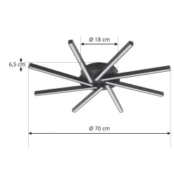 Lucande LED-loftslampe Tjado, Ø 70 cm, sort, metal