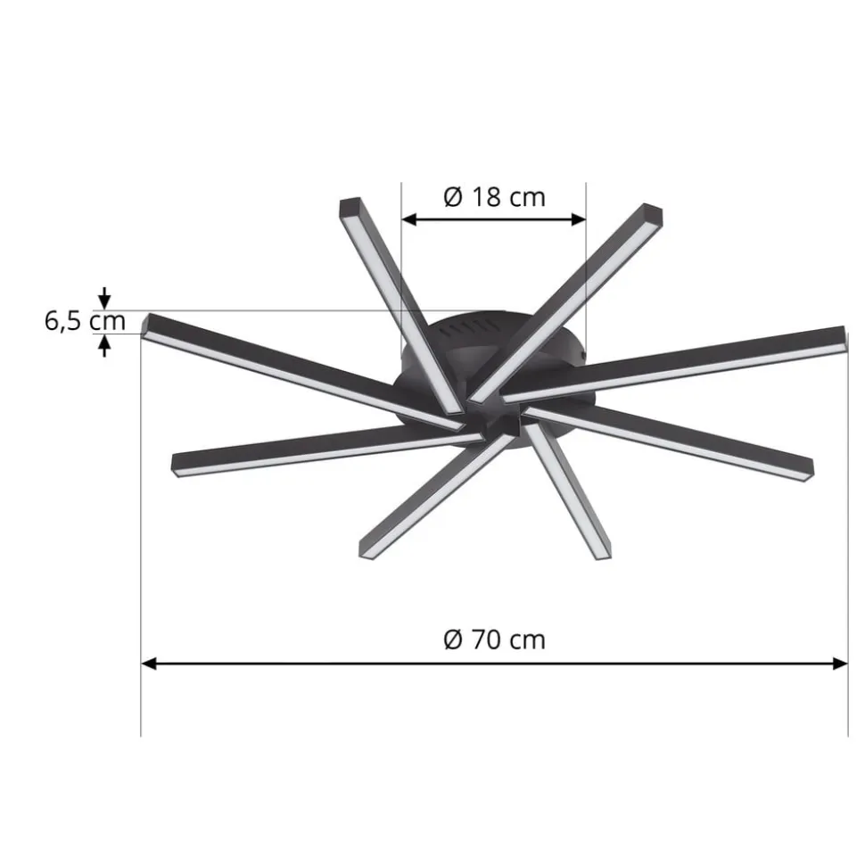 Lucande LED-loftslampe Tjado, Ø 70 cm, sort, metal