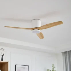 Lucande LED-loftventilator Faipari, hvid, DC, støjsvag, 132 cm
