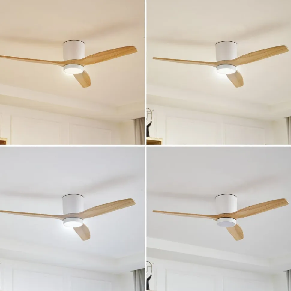 Lucande LED-loftventilator Faipari, hvid, DC, støjsvag, 132 cm