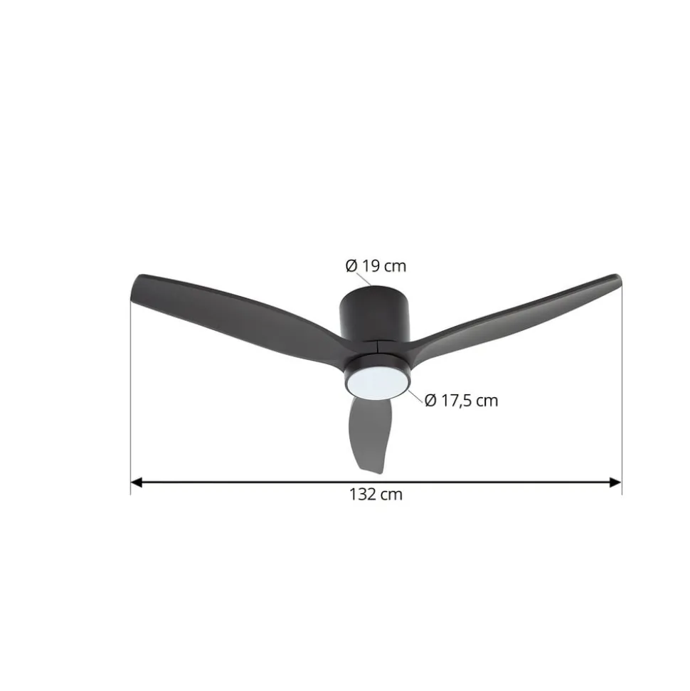Lucande LED-loftventilator Sorin, sort, DC, støjsvag, IP44