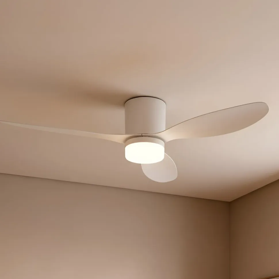Lucande LED-loftventilator Kayu, hvid, DC, støjsvag, Ø 132 cm