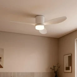 Lucande LED-loftventilator Kayu, hvid, DC, støjsvag, Ø 132 cm