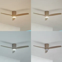 Lucande LED-loftventilator Sorin, beige, DC, støjsvag, IP44