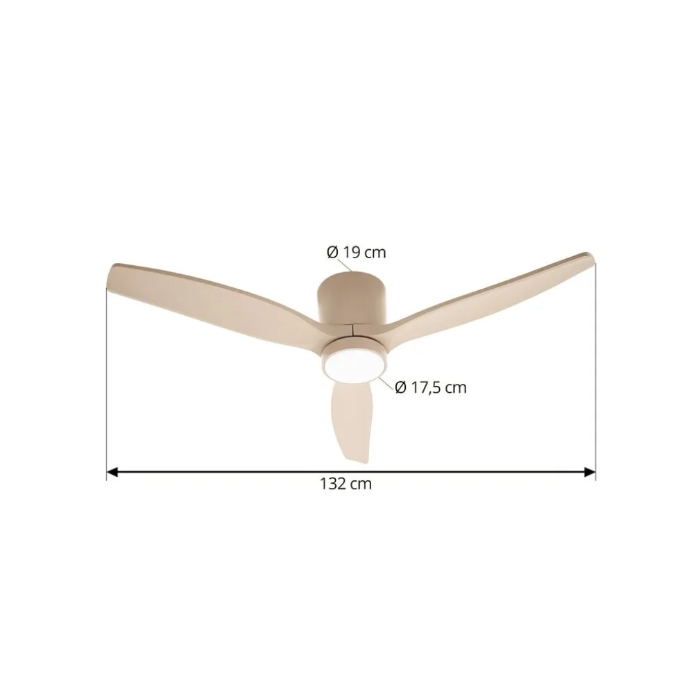 Lucande LED-loftventilator Sorin, beige, DC, støjsvag, IP44