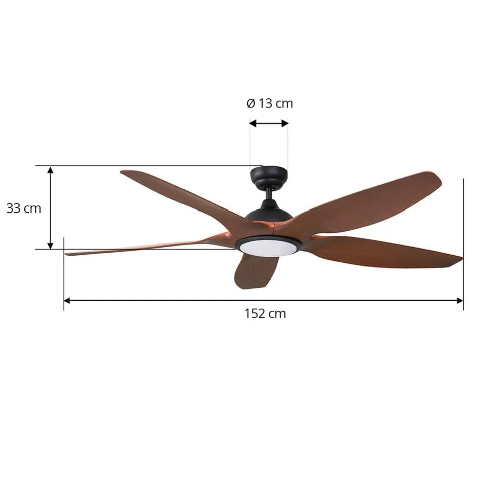 Lucande LED-loftventilator Omendo, sort, DC, støjsvag, CCT