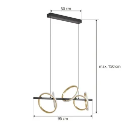 Lucande LED-pendel Madu, sort, metal, 92,5 cm lang