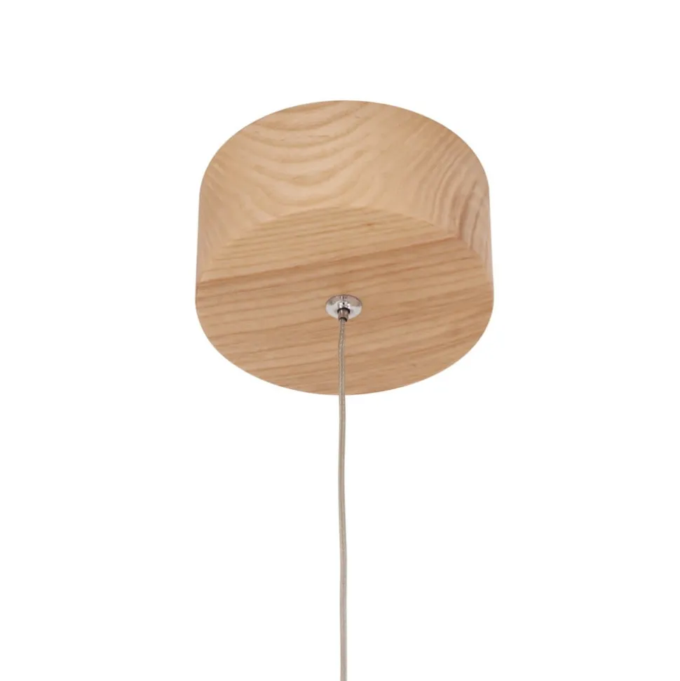 Lucande LED-pendel Nojus, træ, op/ned, Ø 6 cm