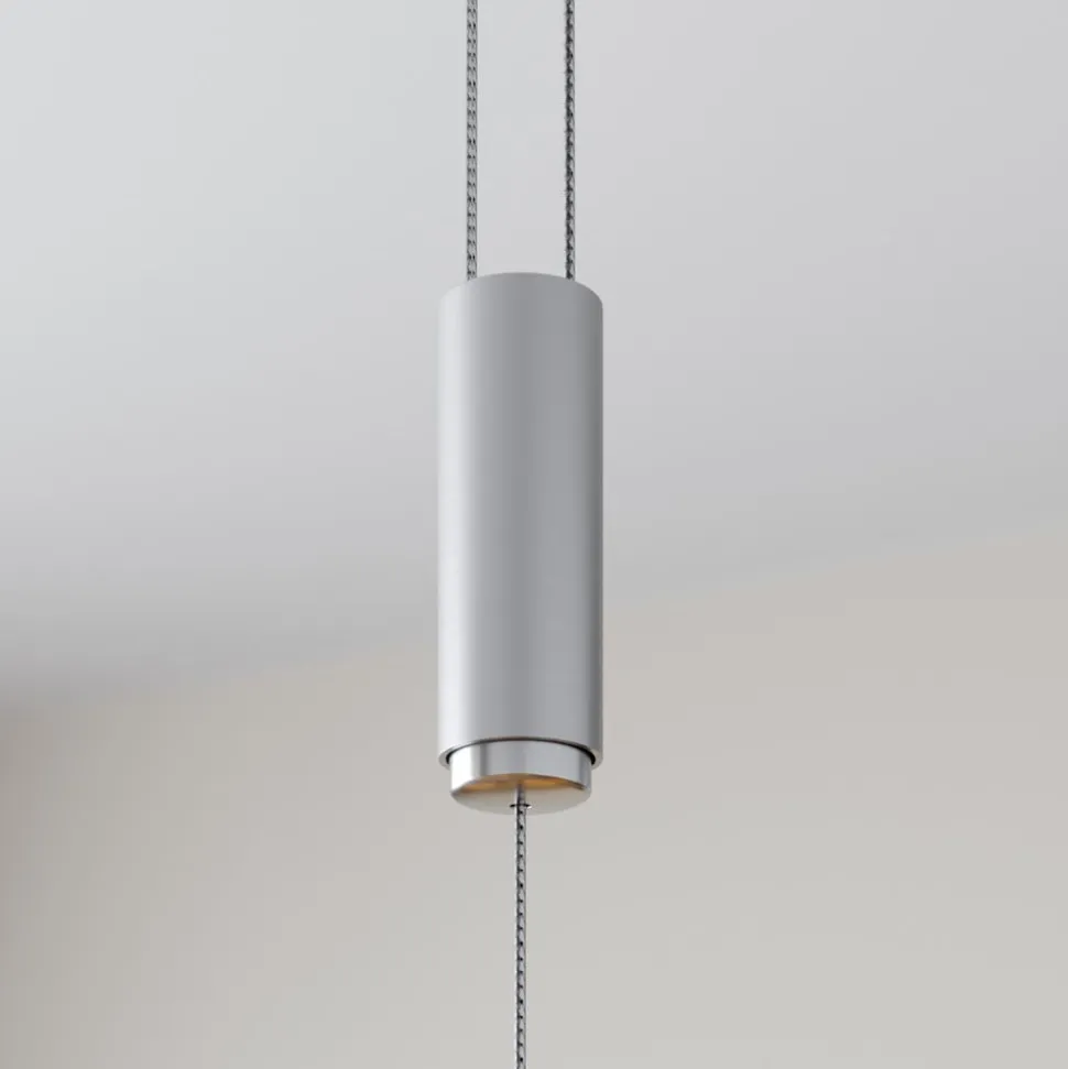 Lucande LED-pendellampe Arnik, 180 cm, nikkelfarvet, dæmpbar