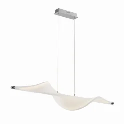 Lucande LED-pendellampe Edano, 122 cm, hvid, tekstil, dæmpbar