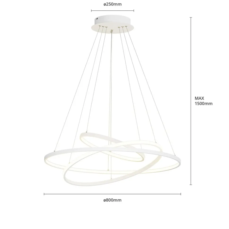 Lucande LED-pendellampe Ezana, hvid, metal, Ø 80 cm
