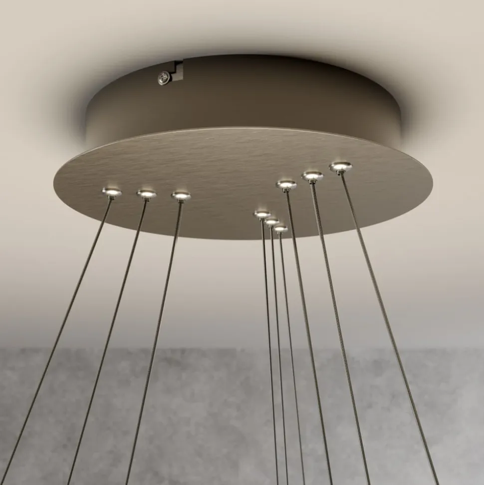 Lucande LED-pendellampe Ezana, nikkel, metal, Ø 80 cm