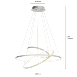 Lucande LED-pendellampe Ezana, nikkel, metal, Ø 80 cm