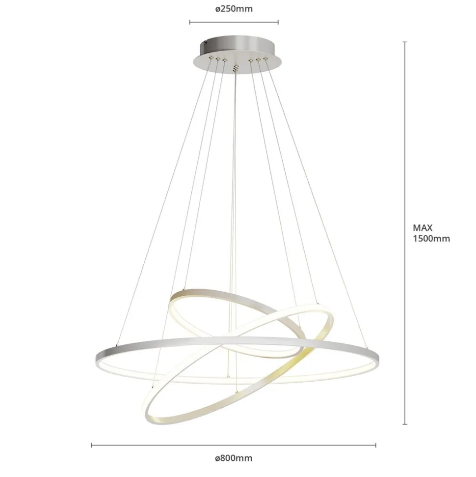 Lucande LED-pendellampe Ezana, nikkel, metal, Ø 80 cm