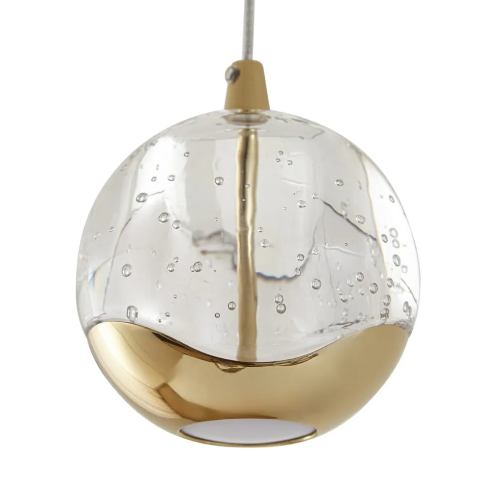 Lucande LED-pendellampe Hayley, Ø 25 cm, 3 lyskilder, guld, glas