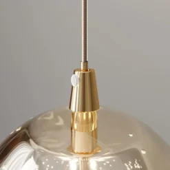 Lucande LED-pendellampe Hayley, Ø 25 cm, 3 lyskilder, guld, glas