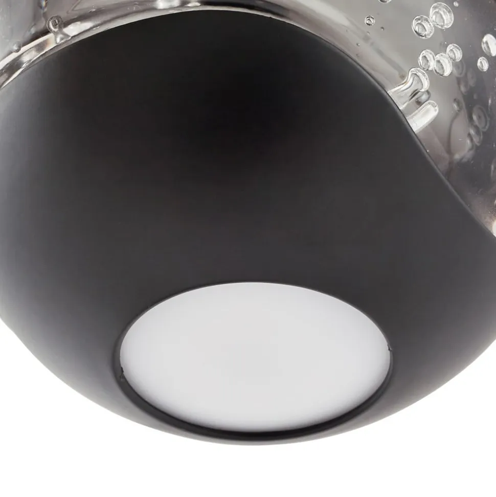Lucande LED-pendellampe Hayley, sort, 5 lyskilder, aflang