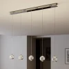 Lucande LED-pendellampe Hayley, 96 cm, 5 lyskilder, krom, glas