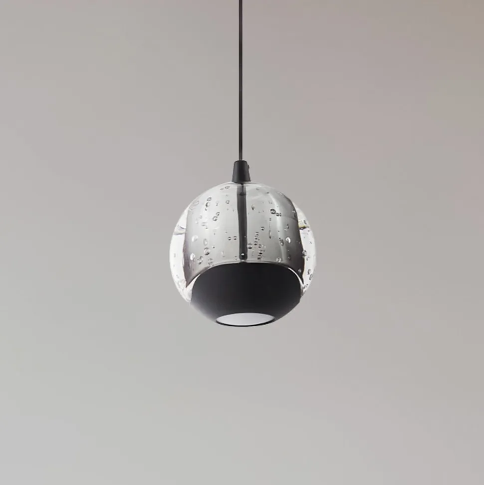 Lucande LED-pendellampe Hayley, sort, 1 lyskilde, glas
